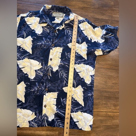 Palm Island Hawaiian Button Up Shirt Mens SZ L Short Sleeve Tropical Beach Palms - Picture 8 of 8